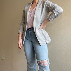 Abercrombie and Fitch Light Grey and white plaid blazer